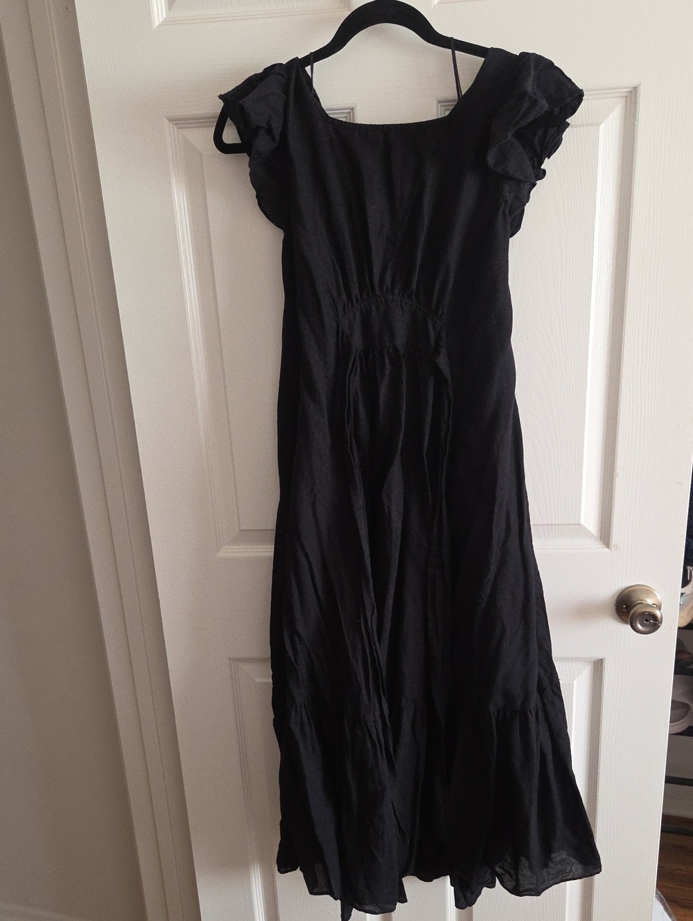 Free People Black Ruffle Sleeve Maxi Dress